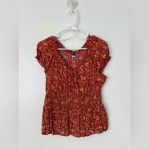 Old Navy Rust Floral Blouse